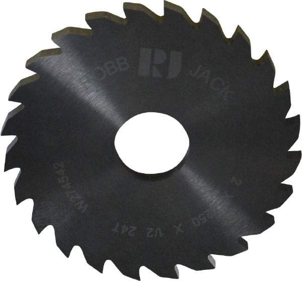 RobbJack - 2" Diam x 1/8" Blade Thickness x 1/2" Arbor Hole Diam, 24 Tooth Slitting and Slotting Saw - Arbor Connection, Right Hand, Uncoated, Solid Carbide, Concave Ground - Apex Tool & Supply