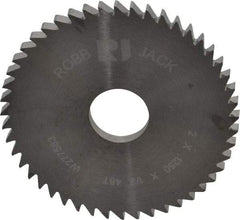 RobbJack - 2" Diam x 1/8" Blade Thickness x 1/2" Arbor Hole Diam, 48 Tooth Slitting and Slotting Saw - Arbor Connection, Right Hand, Uncoated, Solid Carbide, Concave Ground - Apex Tool & Supply