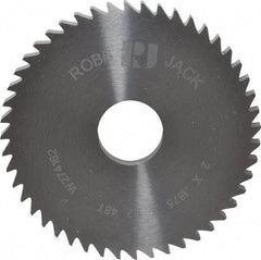 RobbJack - 2" Diam x 3/16" Blade Thickness x 1/2" Arbor Hole Diam, 48 Tooth Slitting and Slotting Saw - Arbor Connection, Right Hand, Uncoated, Solid Carbide, Concave Ground - Apex Tool & Supply