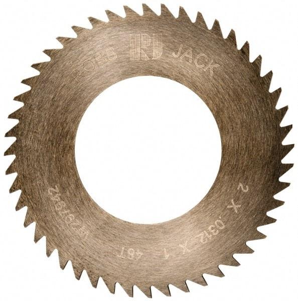 RobbJack - 2" Diam x 0.0312" Blade Thickness x 1" Arbor Hole Diam, 48 Tooth Slitting and Slotting Saw - Arbor Connection, Right Hand, Uncoated, Solid Carbide, Concave Ground - Apex Tool & Supply