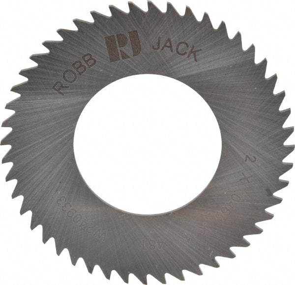RobbJack - 2" Diam x 0.0468" Blade Thickness x 1" Arbor Hole Diam, 48 Tooth Slitting and Slotting Saw - Arbor Connection, Right Hand, Uncoated, Solid Carbide, Concave Ground - Apex Tool & Supply