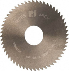 RobbJack - 2-1/4" Diam x 1/16" Blade Thickness x 5/8" Arbor Hole Diam, 56 Tooth Slitting and Slotting Saw - Arbor Connection, Right Hand, Uncoated, Solid Carbide, Concave Ground - Apex Tool & Supply