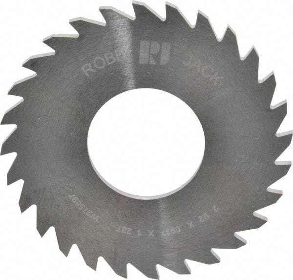 RobbJack - 2-1/2" Diam x 0.0937" Blade Thickness x 1" Arbor Hole Diam, 28 Tooth Slitting and Slotting Saw - Arbor Connection, Right Hand, Uncoated, Solid Carbide, Concave Ground - Apex Tool & Supply