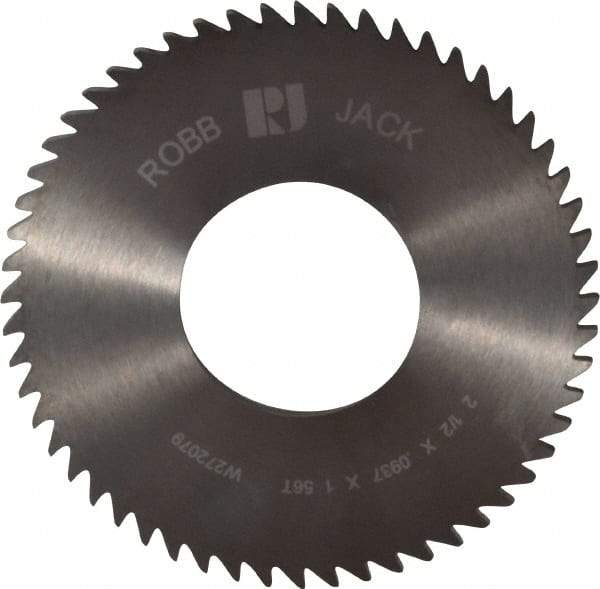 RobbJack - 2-1/2" Diam x 0.0937" Blade Thickness x 1" Arbor Hole Diam, 56 Tooth Slitting and Slotting Saw - Arbor Connection, Right Hand, Uncoated, Solid Carbide, Concave Ground - Apex Tool & Supply
