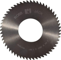 RobbJack - 2-1/2" Diam x 0.0937" Blade Thickness x 1" Arbor Hole Diam, 56 Tooth Slitting and Slotting Saw - Arbor Connection, Right Hand, Uncoated, Solid Carbide, Concave Ground - Apex Tool & Supply