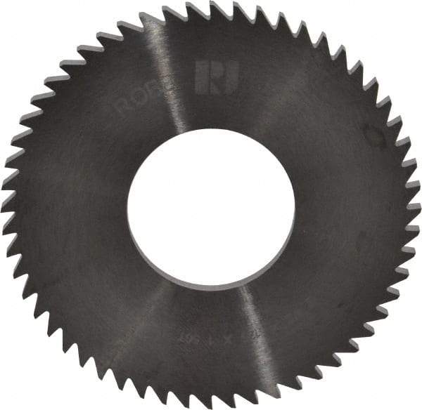 RobbJack - 2-1/2" Diam x 1/8" Blade Thickness x 1" Arbor Hole Diam, 56 Tooth Slitting and Slotting Saw - Arbor Connection, Right Hand, Uncoated, Solid Carbide, Concave Ground - Apex Tool & Supply