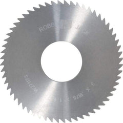 RobbJack - 3" Diam x 3/16" Blade Thickness x 1" Arbor Hole Diam, 60 Tooth Slitting and Slotting Saw - Arbor Connection, Right Hand, Uncoated, Solid Carbide, Concave Ground - Apex Tool & Supply