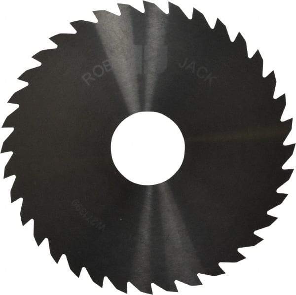 RobbJack - 4" Diam x 1/16" Blade Thickness x 1" Arbor Hole Diam, 36 Tooth Slitting and Slotting Saw - Arbor Connection, Right Hand, Uncoated, Solid Carbide, Concave Ground - Apex Tool & Supply