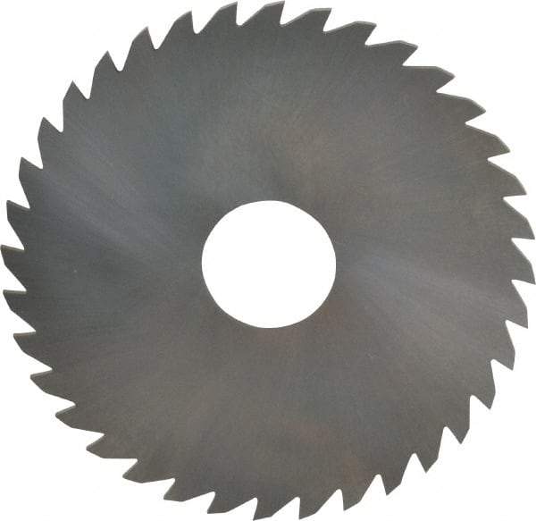 RobbJack - 4" Diam x 0.0937" Blade Thickness x 1" Arbor Hole Diam, 36 Tooth Slitting and Slotting Saw - Arbor Connection, Right Hand, Uncoated, Solid Carbide, Concave Ground - Apex Tool & Supply