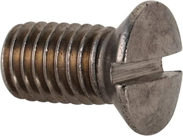 Value Collection - M8x1.25 Metric Coarse, 16mm OAL Slotted Drive Machine Screw - Oval Head, Grade 18-8 & A2 Stainless Steel, Uncoated, Without Washer - Apex Tool & Supply