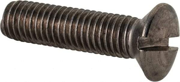 Value Collection - M10x1.50 Metric Coarse, 40mm OAL Slotted Drive Machine Screw - Oval Head, Grade 18-8 & A2 Stainless Steel, Uncoated, Without Washer - Apex Tool & Supply