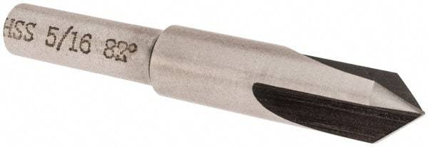 Interstate - 5/16" Head Diam, 1/4" Shank Diam, 3 Flute 82° High Speed Steel Countersink - Bright Finish, 2" OAL, Single End, Straight Shank, Right Hand Cut - Apex Tool & Supply