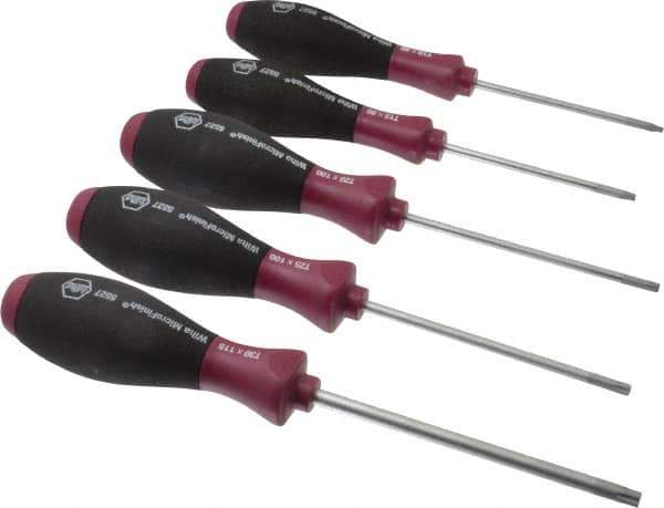 Wiha - 5 Piece Torx Screwdriver Set - Bit Sizes: Torx T10, T15, T20, T25 & T30 - Apex Tool & Supply