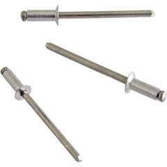 STANLEY Engineered Fastening - Size 4 Countersunk Head Aluminum Open End Blind Rivet - Aluminum Mandrel, 0.063" to 1/8" Grip, 1/8" Head Diam, 0.129" to 0.133" Hole Diam, 0.078" Body Diam - Apex Tool & Supply