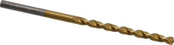 Cleveland - 1/8" 135° Cobalt Jobber Drill - TiN Finish, Right Hand Cut, Parabolic Flute, Straight Shank, 2-3/4" OAL, Split Point - Apex Tool & Supply