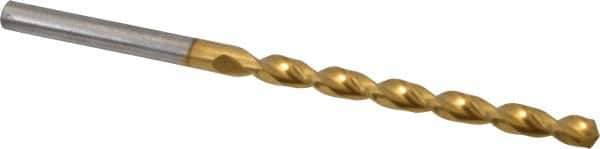 Cleveland - 5/32" 135° Cobalt Jobber Drill - TiN Finish, Right Hand Cut, Parabolic Flute, Straight Shank, 3-1/8" OAL, Split Point - Apex Tool & Supply