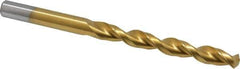 Cleveland - 9mm 135° Cobalt Jobber Drill - TiN Finish, Right Hand Cut, Parabolic Flute, Straight Shank, 4.921" OAL, Split Point - Apex Tool & Supply