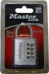 Master Lock - 1-9/16" Body Width, 7/8" Shackle Clearance, Aluminum Chrome Plated Combination Lock - 1/4" Shackle Diam, 1" Shackle Width - Apex Tool & Supply