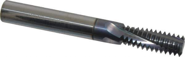 Scientific Cutting Tools - 3/4-10 UNC, 0.495" Cutting Diam, 4 Flute, Solid Carbide Helical Flute Thread Mill - Internal Thread, 1.34" LOC, 4" OAL, 1/2" Shank Diam - Apex Tool & Supply