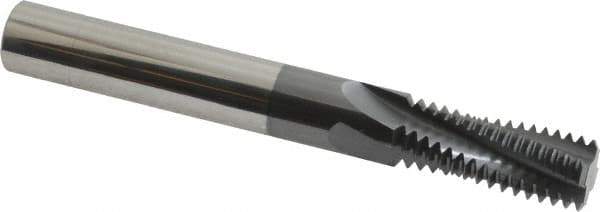 Scientific Cutting Tools - 3/4-12 UN, 0.495" Cutting Diam, 4 Flute, Solid Carbide Helical Flute Thread Mill - Internal Thread, 1.283" LOC, 4" OAL, 1/2" Shank Diam - Apex Tool & Supply