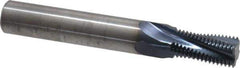 Accupro - 9/16-18 UNF, 0.45" Cutting Diam, 4 Flute, Solid Carbide Helical Flute Thread Mill - Internal Thread, 7/8" LOC, 3-1/2" OAL, 1/2" Shank Diam - Apex Tool & Supply