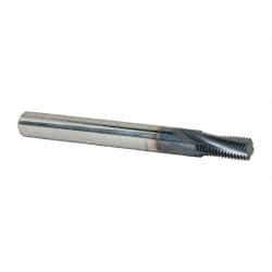 Accupro - 1/8-27 NPT, 0.3" Cutting Diam, 4 Flute, Solid Carbide Helical Flute Thread Mill - Internal Thread, 0.592" LOC, 3" OAL, 5/16" Shank Diam - Apex Tool & Supply