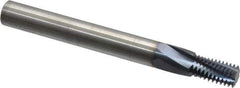 Accupro - 1/4-18 NPT, 0.36" Cutting Diam, 4 Flute, Solid Carbide Helical Flute Thread Mill - Internal Thread, 0.611" LOC, 3-1/2" OAL, 3/8" Shank Diam - Apex Tool & Supply