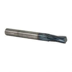 Accupro - M12x1.75 Metric Coarse, 0.37" Cutting Diam, 4 Flute, Solid Carbide Helical Flute Thread Mill - Internal Thread, 7/8" LOC, 3-1/2" OAL, 3/8" Shank Diam - Apex Tool & Supply