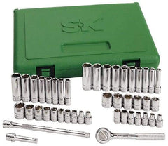 SK - 41 Piece 1/4" Drive Standard Deep Socket Set - 12 Points, 3/16 to 9/16", 5 to 14mm, Inch/Metric Measurement Standard - Apex Tool & Supply