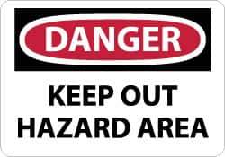 NMC - "Danger - Keep Out - Hazard Area", 10" Long x 14" Wide, Rigid Plastic Safety Sign - Rectangle, 0.05" Thick, Use for Accident Prevention - Apex Tool & Supply