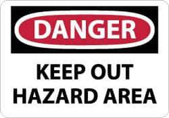 NMC - "Danger - Keep Out - Hazard Area", 10" Long x 14" Wide, Rigid Plastic Safety Sign - Rectangle, 0.05" Thick, Use for Accident Prevention - Apex Tool & Supply