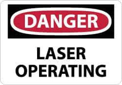 NMC - "Danger - Laser Operating", 10" Long x 14" Wide, Rigid Plastic Safety Sign - Rectangle, 0.05" Thick, Use for Accident Prevention - Apex Tool & Supply
