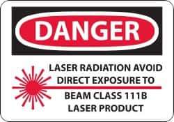 NMC - "Danger - Laser Radiation - Avoid Direct Exposure to Beam - Class 111b Laser Product", 10" Long x 14" Wide, Rigid Plastic Safety Sign - Rectangle, 0.05" Thick, Use for Accident Prevention - Apex Tool & Supply
