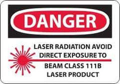 NMC - "Danger - Laser Radiation - Avoid Direct Exposure to Beam - Class 111b Laser Product", 10" Long x 14" Wide, Rigid Plastic Safety Sign - Rectangle, 0.05" Thick, Use for Accident Prevention - Apex Tool & Supply