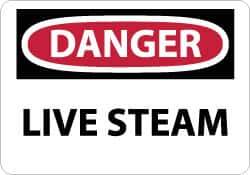 NMC - "Danger - Live Steam", 10" Long x 14" Wide, Rigid Plastic Safety Sign - Rectangle, 0.05" Thick, Use for Accident Prevention - Apex Tool & Supply
