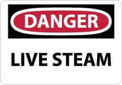 NMC - "Danger - Live Steam", 10" Long x 14" Wide, Rigid Plastic Safety Sign - Rectangle, 0.05" Thick, Use for Accident Prevention - Apex Tool & Supply