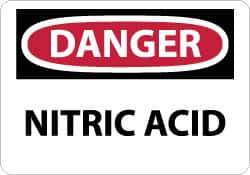 NMC - "Danger - Nitric Acid", 10" Long x 14" Wide, Rigid Plastic Safety Sign - Rectangle, 0.05" Thick, Use for Hazardous Materials - Apex Tool & Supply