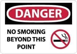NMC - "Danger - No Smoking Beyond This Point", 10" Long x 14" Wide, Rigid Plastic Safety Sign - Rectangle, 0.05" Thick, Use for Accident Prevention - Apex Tool & Supply