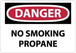 NMC - "Danger - No Smoking - Propane", 10" Long x 14" Wide, Rigid Plastic Safety Sign - Rectangle, 0.05" Thick, Use for Accident Prevention - Apex Tool & Supply