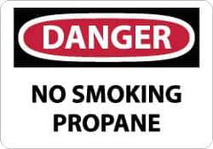 NMC - "Danger - No Smoking - Propane", 10" Long x 14" Wide, Rigid Plastic Safety Sign - Rectangle, 0.05" Thick, Use for Accident Prevention - Apex Tool & Supply