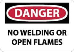 NMC - "Danger - No Welding or Open Flames", 10" Long x 14" Wide, Rigid Plastic Safety Sign - Rectangle, 0.05" Thick, Use for Accident Prevention - Apex Tool & Supply