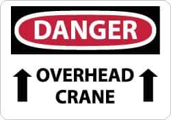 NMC - "Danger - Overhead Crane", 10" Long x 14" Wide, Rigid Plastic Safety Sign - Rectangle, 0.05" Thick, Use for Accident Prevention - Apex Tool & Supply
