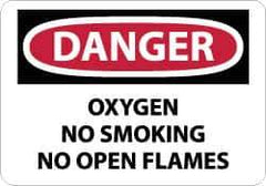NMC - "Danger - Oxygen, No Smoking, No Open Flames", 10" Long x 14" Wide, Rigid Plastic Safety Sign - Rectangle, 0.05" Thick, Use for Accident Prevention - Apex Tool & Supply