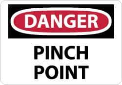 NMC - "Danger - Pinch Point", 10" Long x 14" Wide, Rigid Plastic Safety Sign - Rectangle, 0.05" Thick, Use for Accident Prevention - Apex Tool & Supply