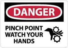 NMC - "Danger - Pinch Point - Watch Your Hands", 10" Long x 14" Wide, Rigid Plastic Safety Sign - Rectangle, 0.05" Thick, Use for Accident Prevention - Apex Tool & Supply