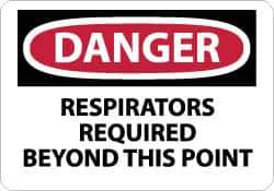 NMC - "Danger - Respirators Required Beyond This Point", 10" Long x 14" Wide, Rigid Plastic Safety Sign - Rectangle, 0.05" Thick, Use for Accident Prevention - Apex Tool & Supply