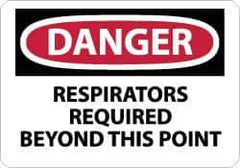 NMC - "Danger - Respirators Required Beyond This Point", 10" Long x 14" Wide, Rigid Plastic Safety Sign - Rectangle, 0.05" Thick, Use for Accident Prevention - Apex Tool & Supply