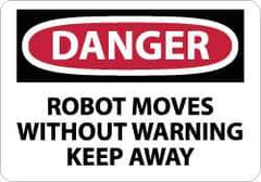 NMC - "Danger - Robot Moves without Warning - Keep Away", 10" Long x 14" Wide, Rigid Plastic Safety Sign - Rectangle, 0.05" Thick, Use for Accident Prevention - Apex Tool & Supply