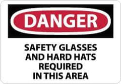 NMC - "Danger - Safety Glasses and Hard Hats Required in This Area", 10" Long x 14" Wide, Rigid Plastic Safety Sign - Rectangle, 0.05" Thick, Use for Accident Prevention - Apex Tool & Supply