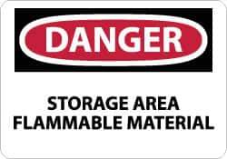 NMC - "Danger - Storage Area - Flammable Material", 10" Long x 14" Wide, Rigid Plastic Safety Sign - Rectangle, 0.05" Thick, Use for Hazardous Materials - Apex Tool & Supply